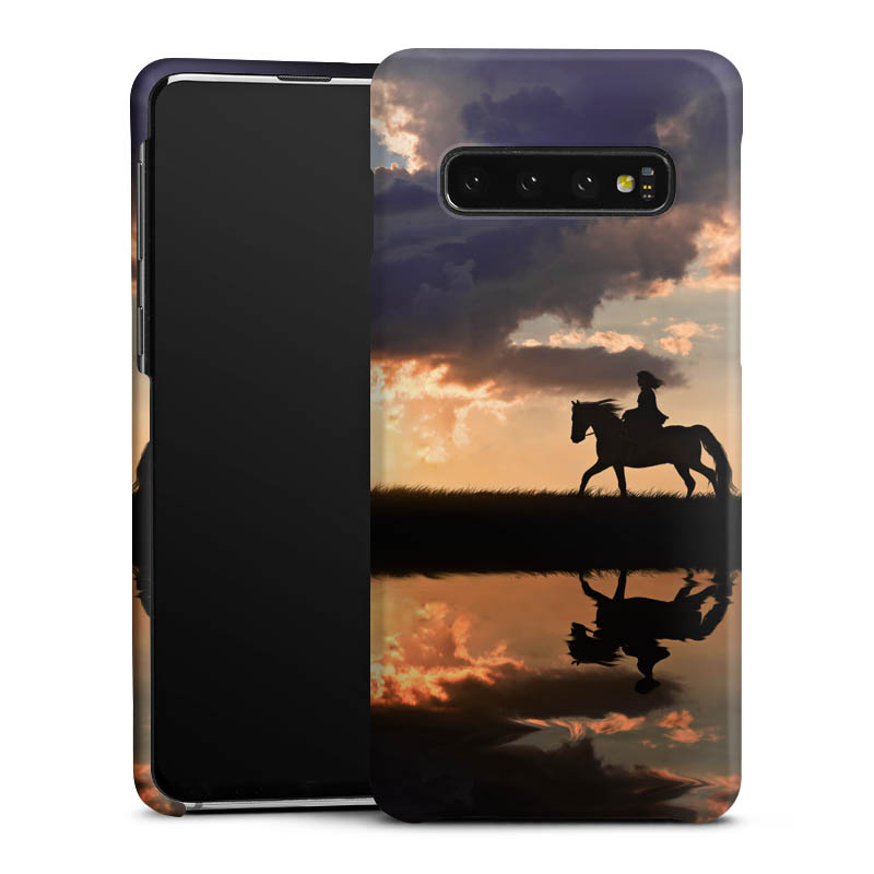 Galaxy S10 Handy Premium Case Smartphone Handyhülle Schutzhülle matt Horse Sunset Horseback Riding Premium Case