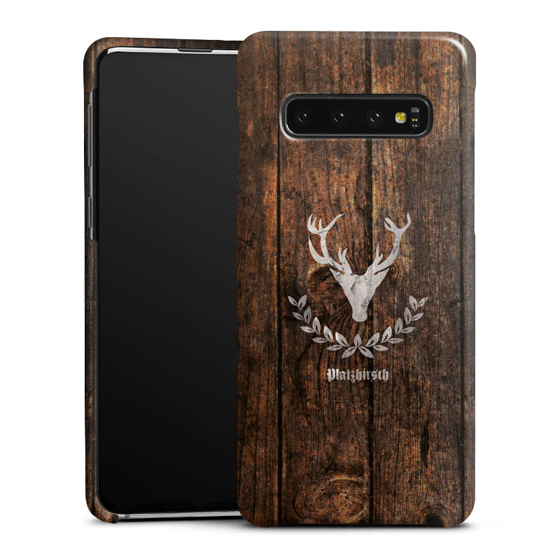 Galaxy S10 Handy Premium Case Smartphone Handyhülle Schutzhülle glänzend Deer Wood Wooden Look Premium Case