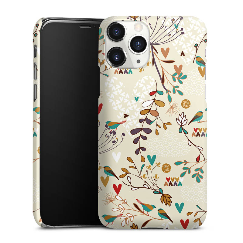 iPhone 11 Pro Handy Premium Case Smartphone Handyhülle Schutzhülle glänzend Bird Flowers Retro Premium Case