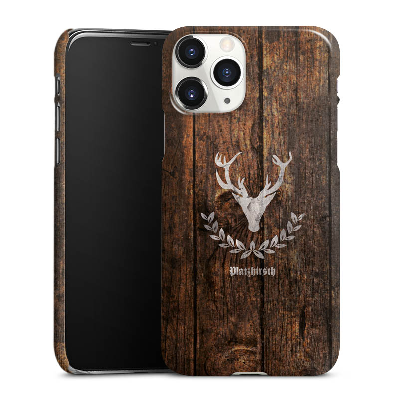 iPhone 11 Pro Handy Premium Case Smartphone Handyhülle Schutzhülle glänzend Deer Wood Wooden Look Premium Case