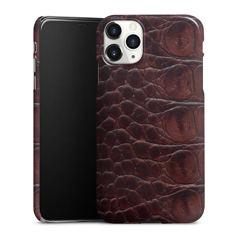 iPhone 11 Pro Max Handy Premium Case Smartphone Handyhülle Schutzhülle glänzend Crocodile Animal Print Leather Premium Case