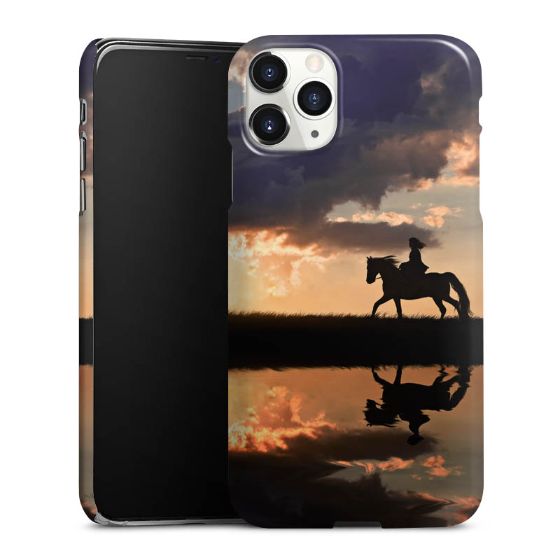 iPhone 11 Pro Max Handy Premium Case Smartphone Handyhülle Schutzhülle glänzend Horse Sunset Horseback Riding Premium Case