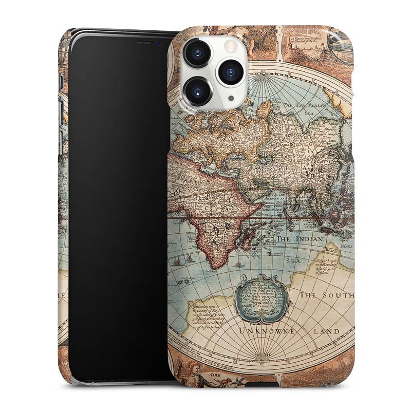 iPhone 11 Pro Max Handy Premium Case Smartphone Handyhülle Schutzhülle glänzend World Map Vintage Map Premium Case