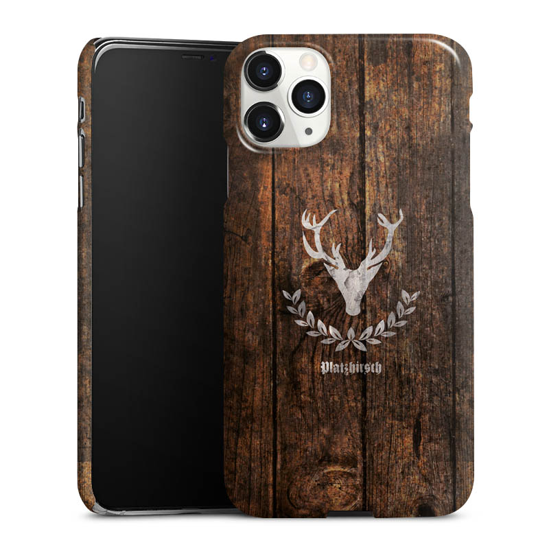 iPhone 11 Pro Max Handy Premium Case Smartphone Handyhülle Schutzhülle glänzend Deer Wood Wooden Look Premium Case