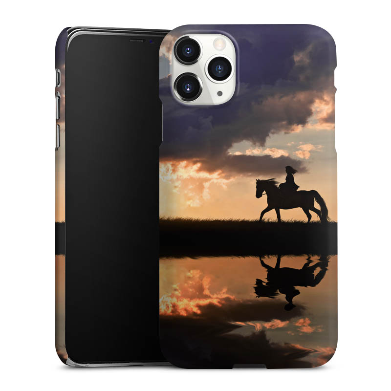 iPhone 11 Pro Max Handy Premium Case Smartphone Handyhülle Schutzhülle matt Horse Sunset Horseback Riding Premium Case