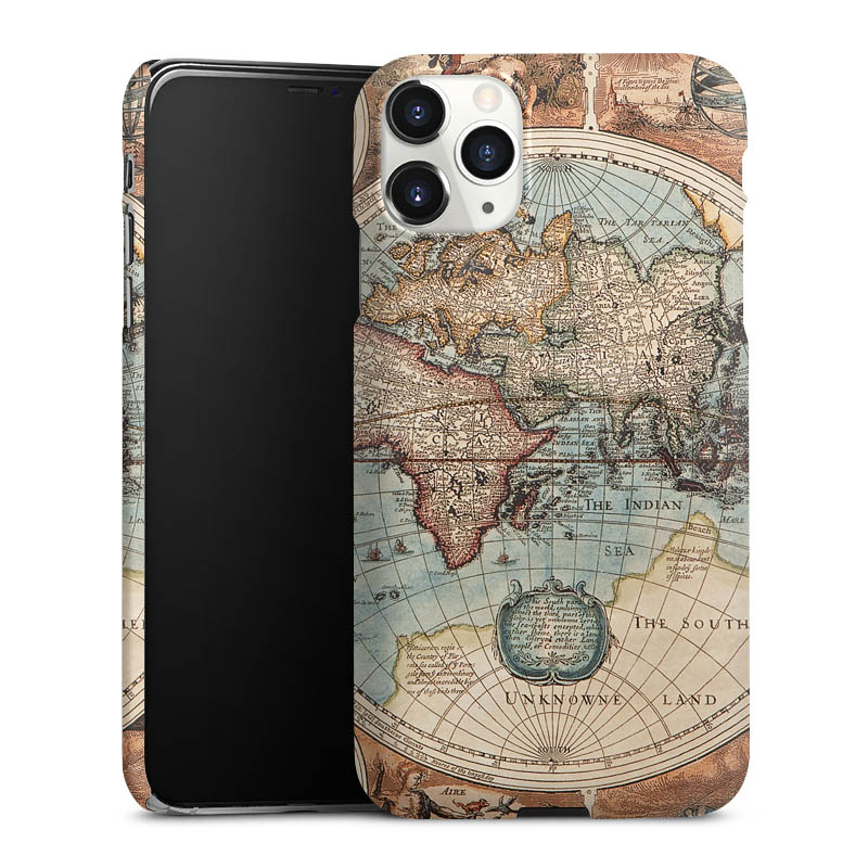 iPhone 11 Pro Max Handy Premium Case Smartphone Handyhülle Schutzhülle matt World Map Vintage Map Premium Case