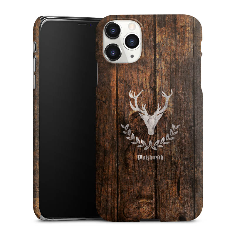 iPhone 11 Pro Max Handy Premium Case Smartphone Handyhülle Schutzhülle matt Deer Wood Wooden Look Premium Case