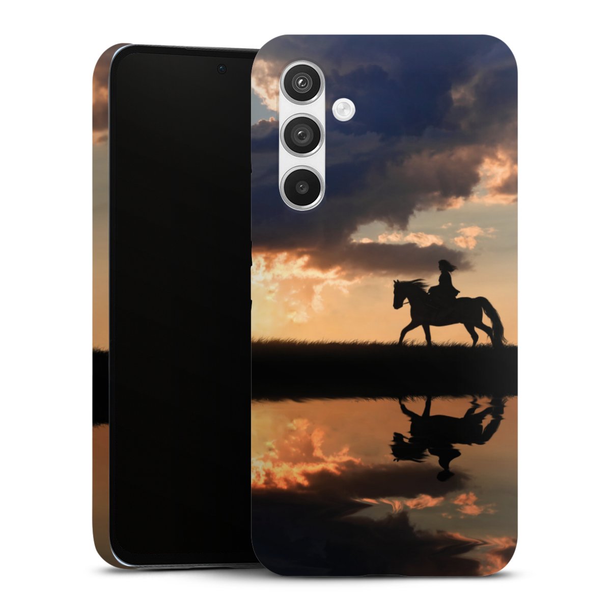 Galaxy A54 5G Handy Premium Case Smartphone Handyhülle Schutzhülle matt Horse Sunset Horseback Riding Premium Case