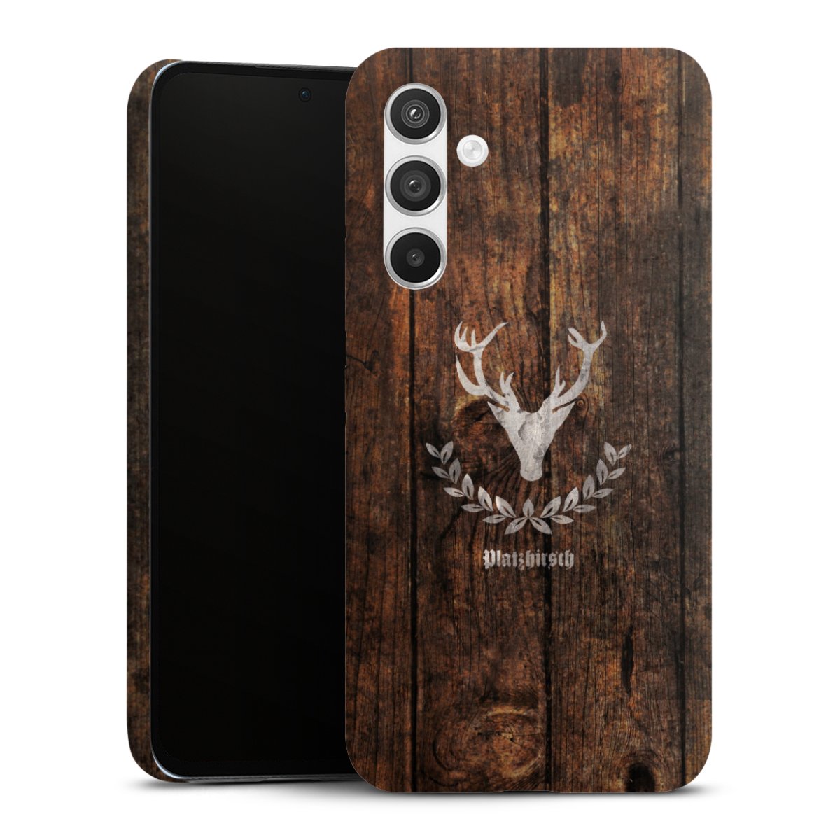 Galaxy A54 5G Handy Premium Case Smartphone Handyhülle Schutzhülle matt Deer Wood Wooden Look Premium Case