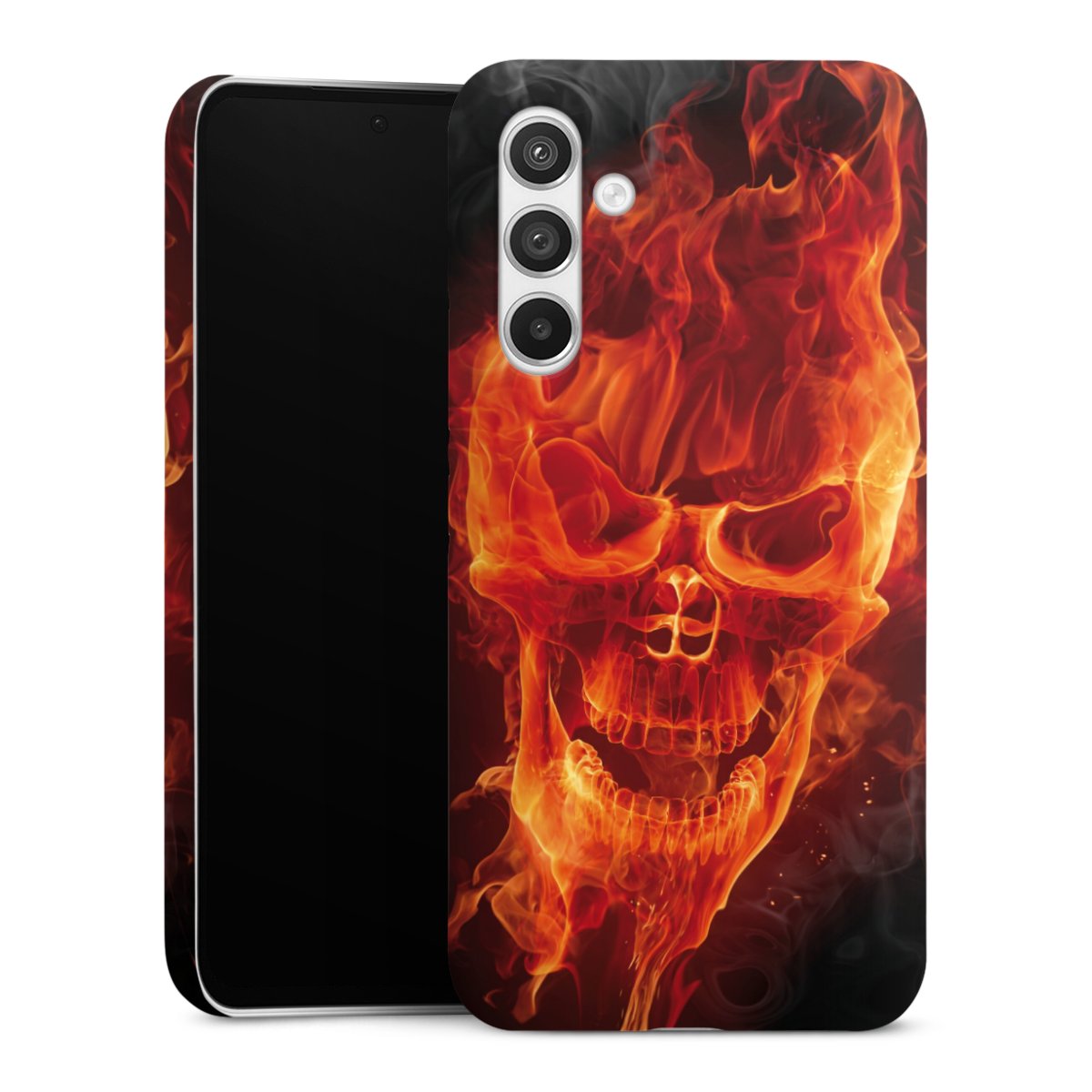 Galaxy A54 5G Handy Premium Case Smartphone Handyhülle Schutzhülle glänzend Totenkopf Skull Fire Premium Case