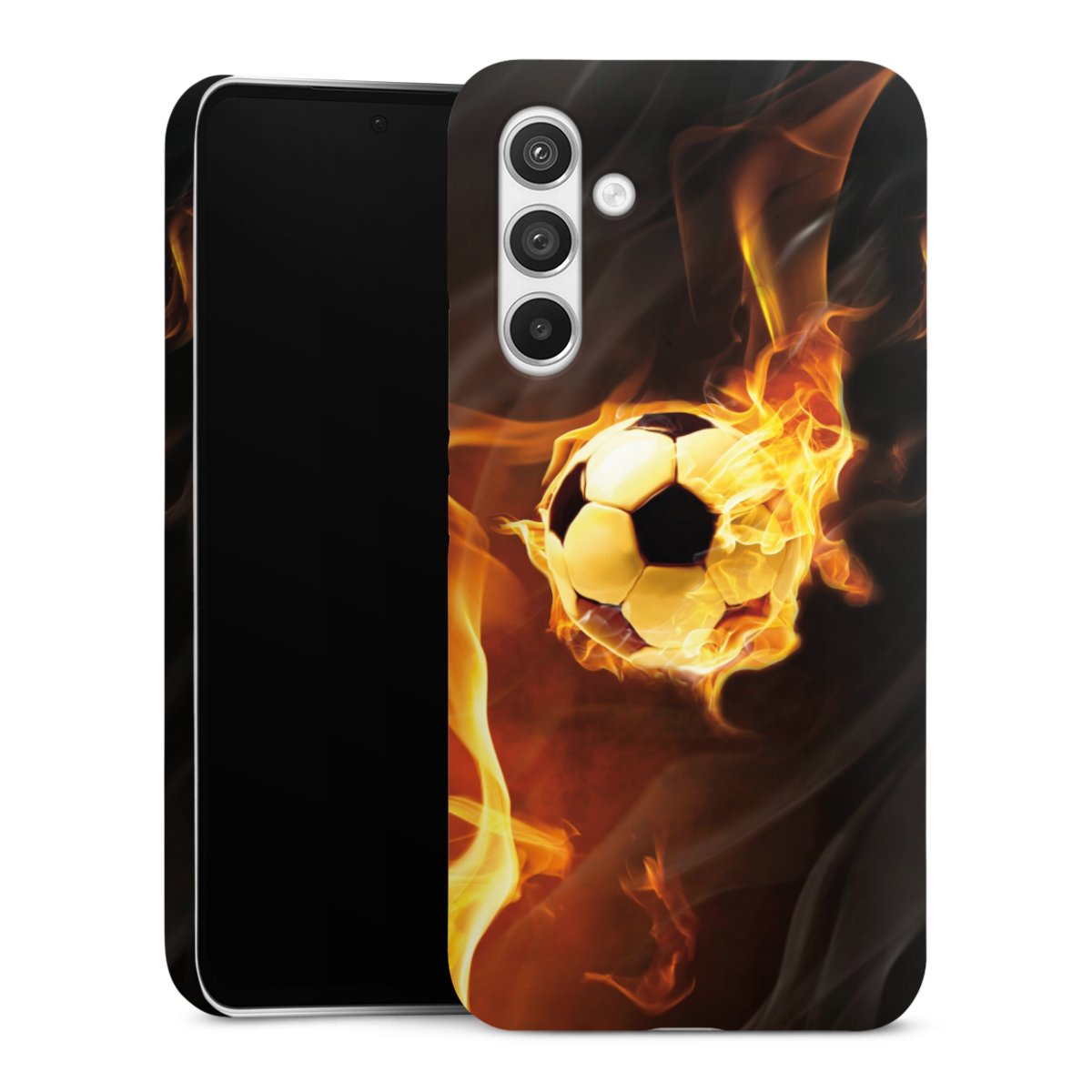 Galaxy A54 5G Handy Premium Case Smartphone Handyhülle Schutzhülle glänzend Ball Fire Soccer Premium Case