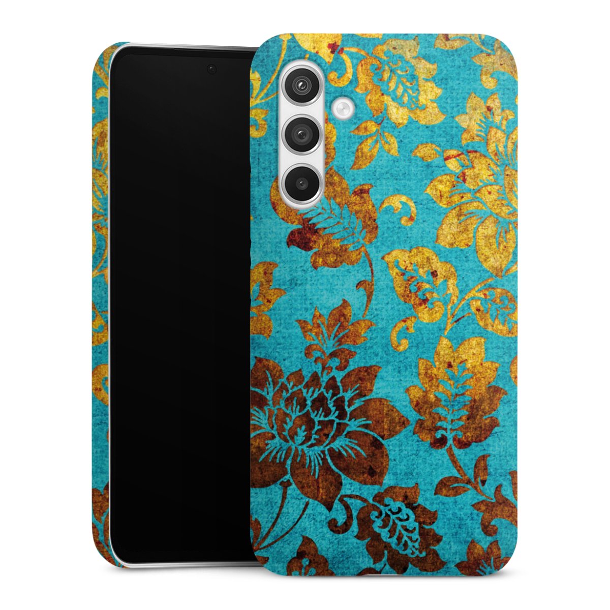 Galaxy A54 5G Handy Premium Case Smartphone Handyhülle Schutzhülle glänzend Ornament Vintage Flowers Premium Case