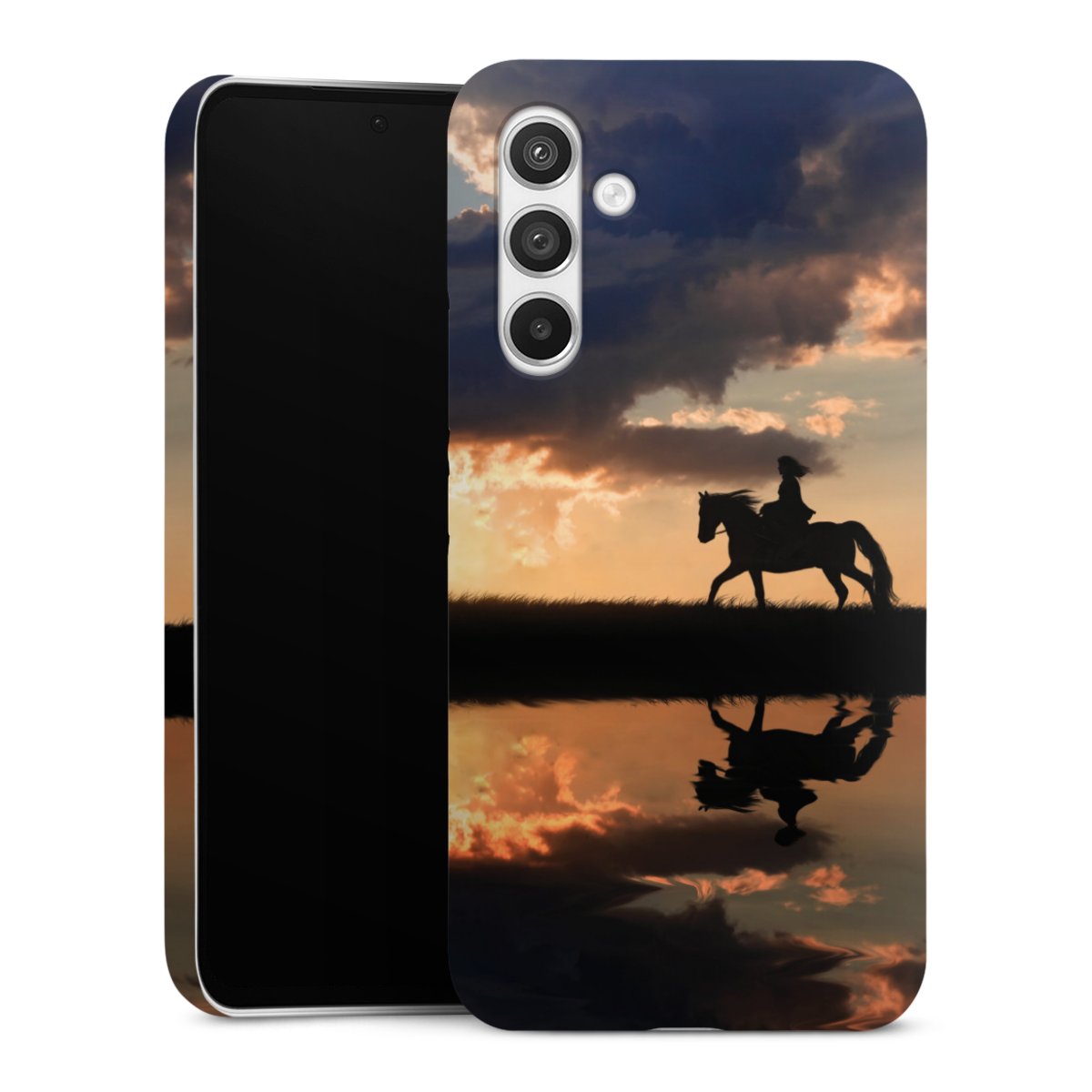 Galaxy A54 5G Handy Premium Case Smartphone Handyhülle Schutzhülle glänzend Horse Sunset Horseback Riding Premium Case