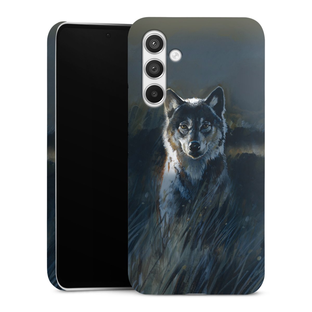 Galaxy A54 5G Handy Premium Case Smartphone Handyhülle Schutzhülle glänzend Nature Wolf Painting Premium Case