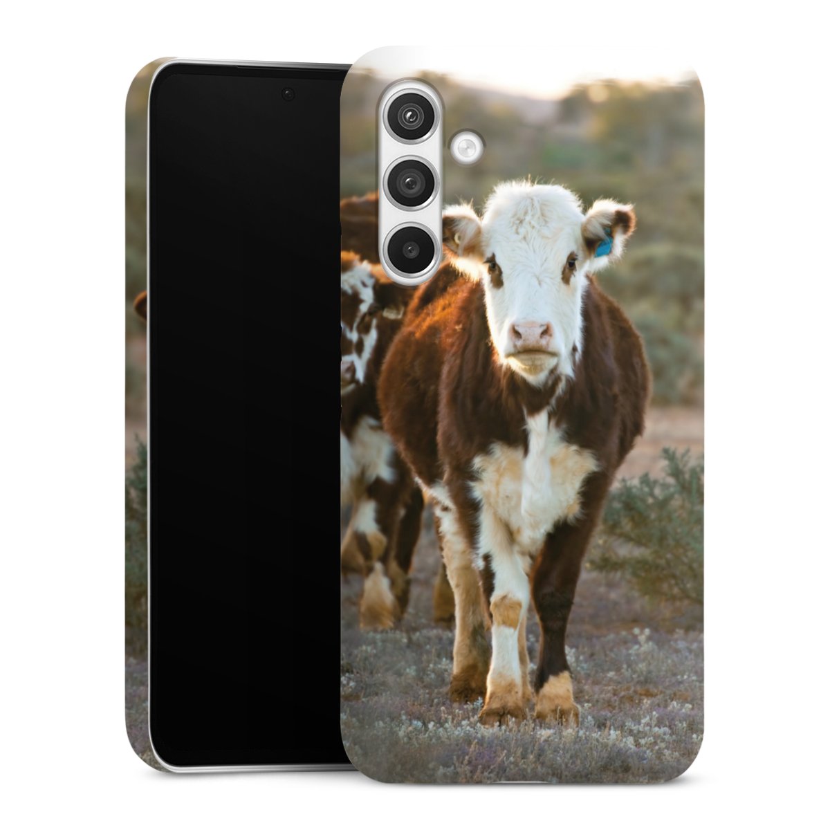 Galaxy A54 5G Handy Premium Case Smartphone Handyhülle Schutzhülle glänzend Cow Farmer Calf Premium Case