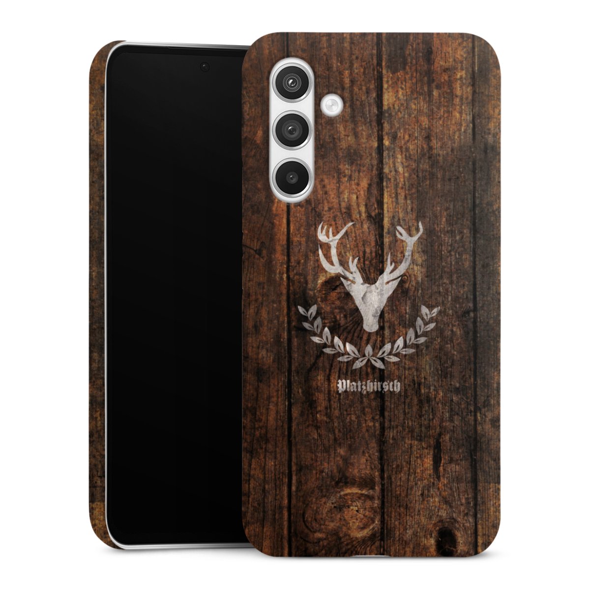 Galaxy A54 5G Handy Premium Case Smartphone Handyhülle Schutzhülle glänzend Deer Wood Wooden Look Premium Case