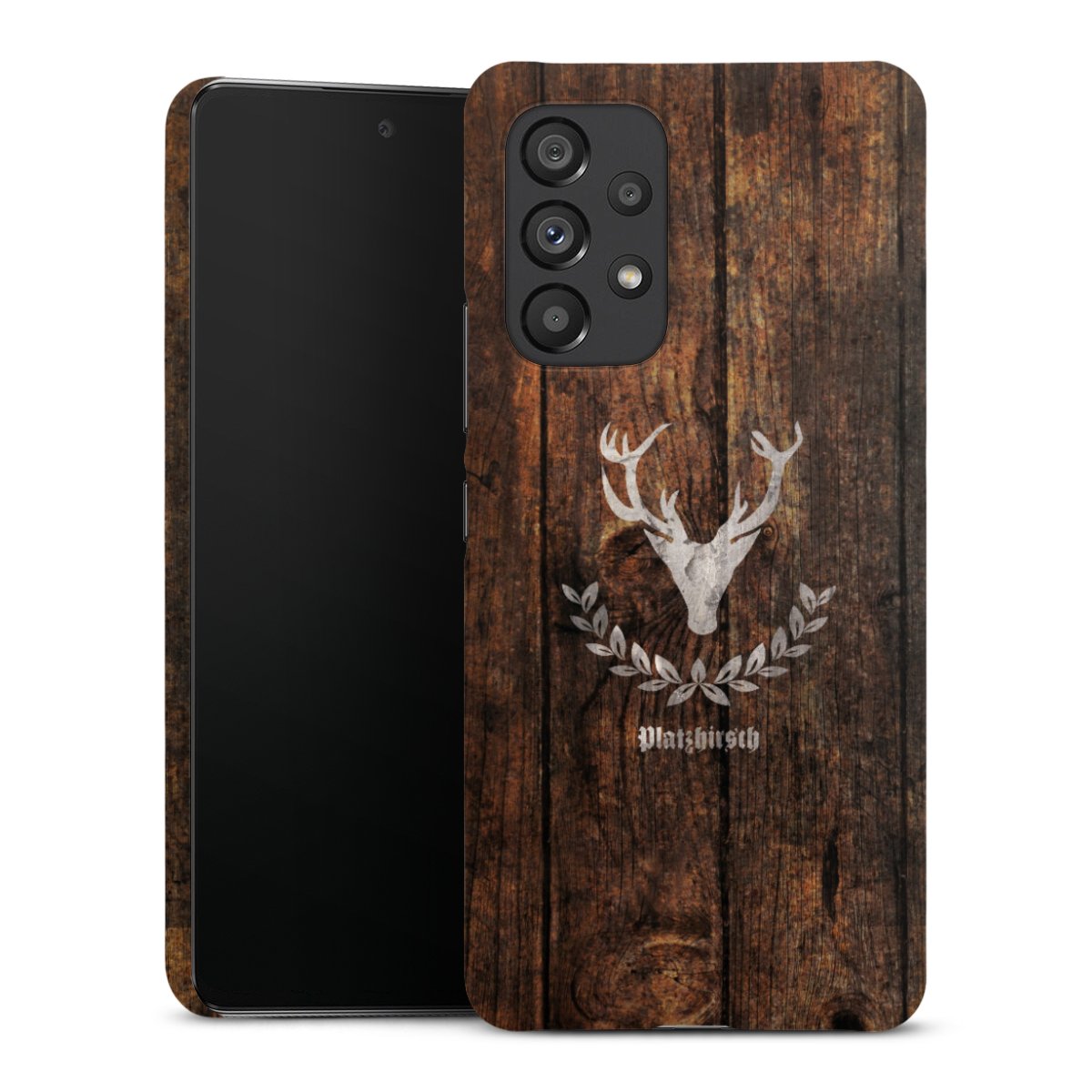 Galaxy A53 5G Handy Premium Case Smartphone Handyhülle Schutzhülle matt Deer Wood Wooden Look Premium Case