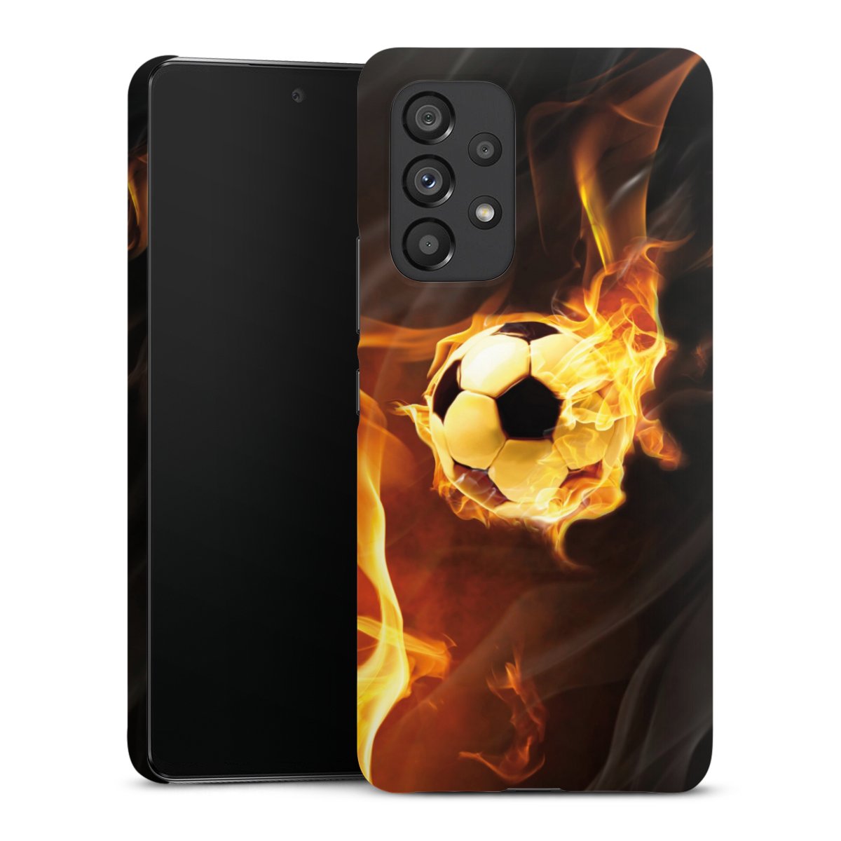 Galaxy A53 5G Handy Premium Case Smartphone Handyhülle Schutzhülle glänzend Ball Fire Soccer Premium Case