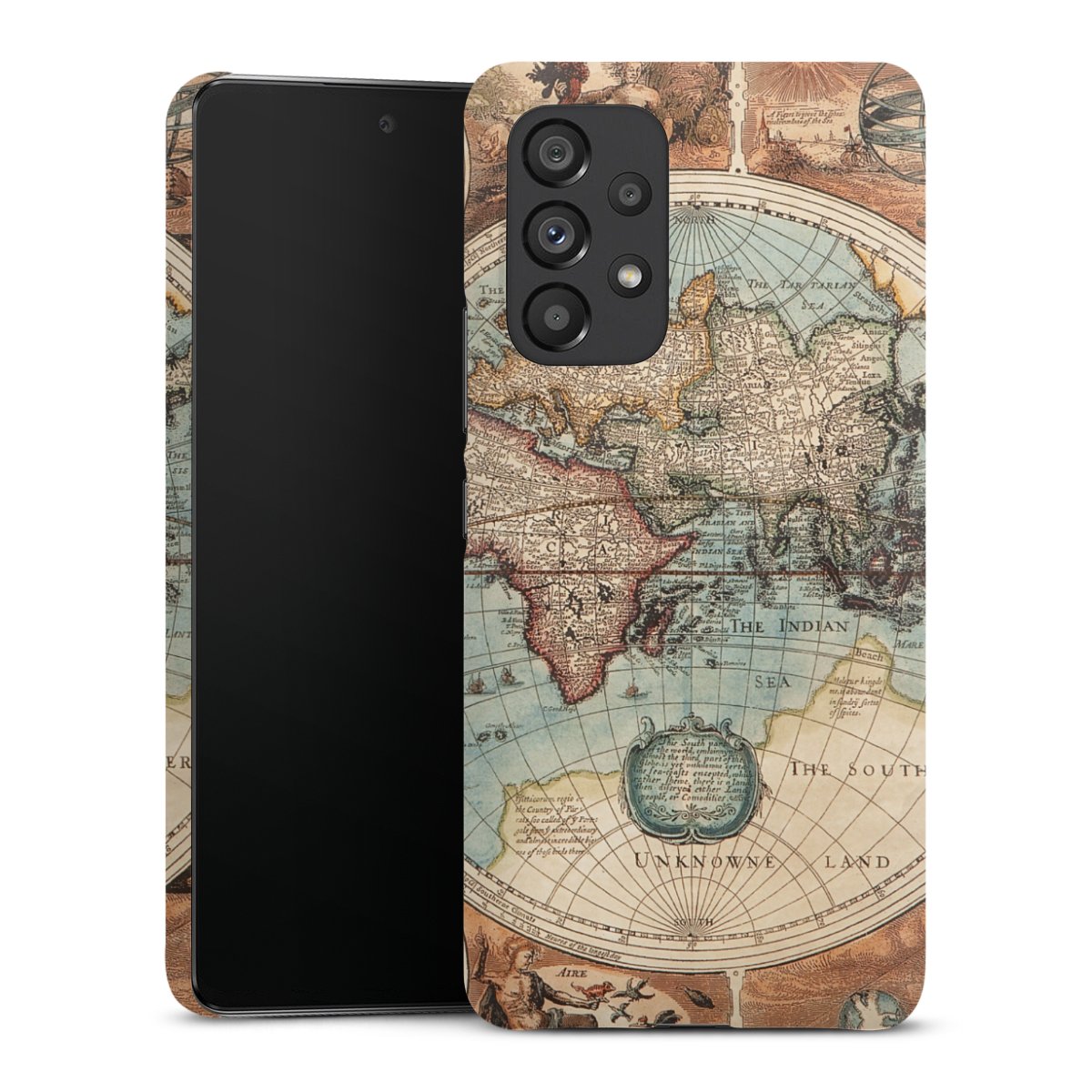 Galaxy A53 5G Handy Premium Case Smartphone Handyhülle Schutzhülle glänzend World Map Vintage Map Premium Case