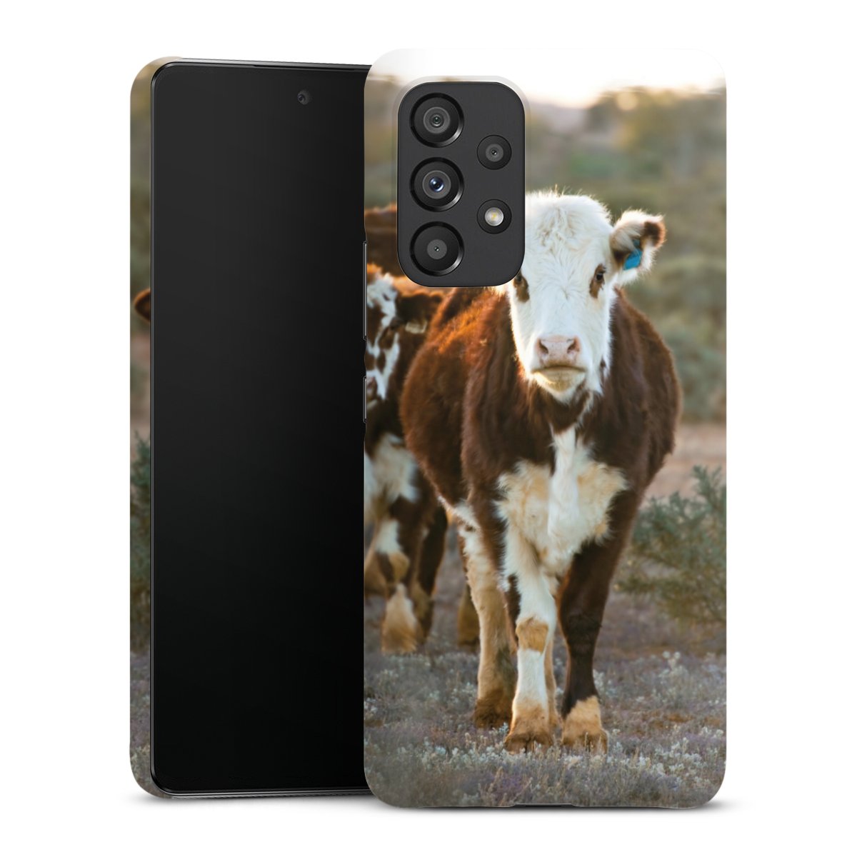 Galaxy A53 5G Handy Premium Case Smartphone Handyhülle Schutzhülle glänzend Cow Farmer Calf Premium Case