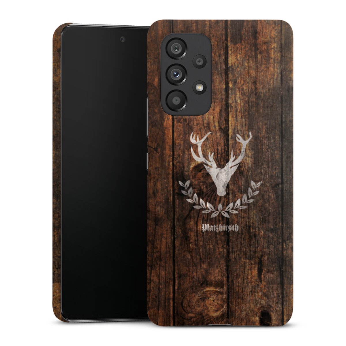 Galaxy A53 5G Handy Premium Case Smartphone Handyhülle Schutzhülle glänzend Deer Wood Wooden Look Premium Case