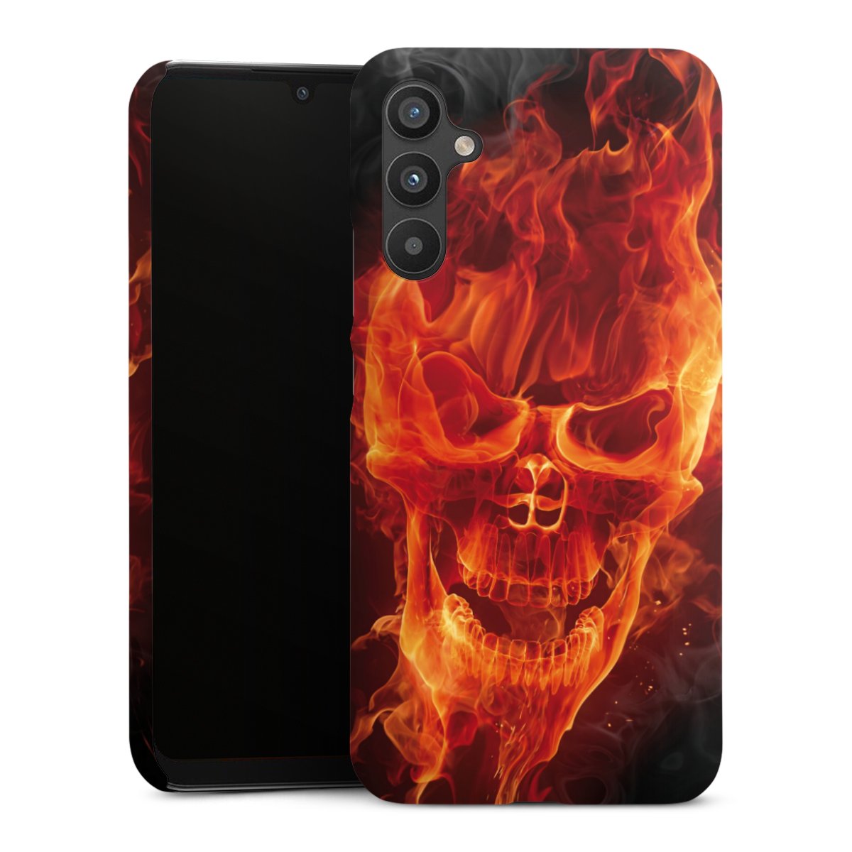 Galaxy A34 5G Handy Premium Case Smartphone Handyhülle Schutzhülle glänzend Totenkopf Skull Fire Premium Case