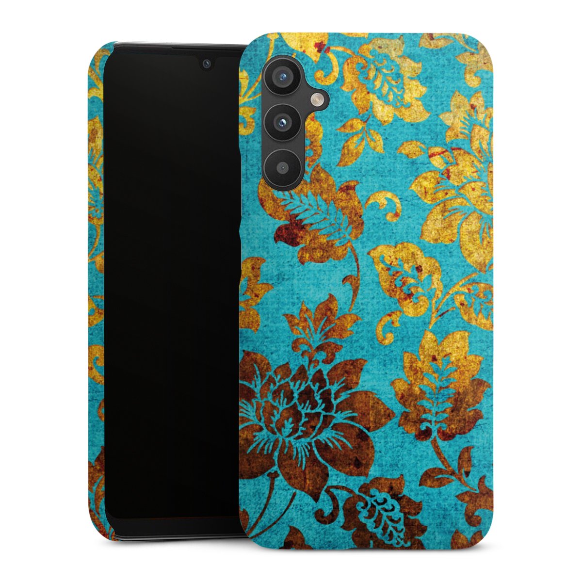 Galaxy A34 5G Handy Premium Case Smartphone Handyhülle Schutzhülle glänzend Ornament Vintage Flowers Premium Case