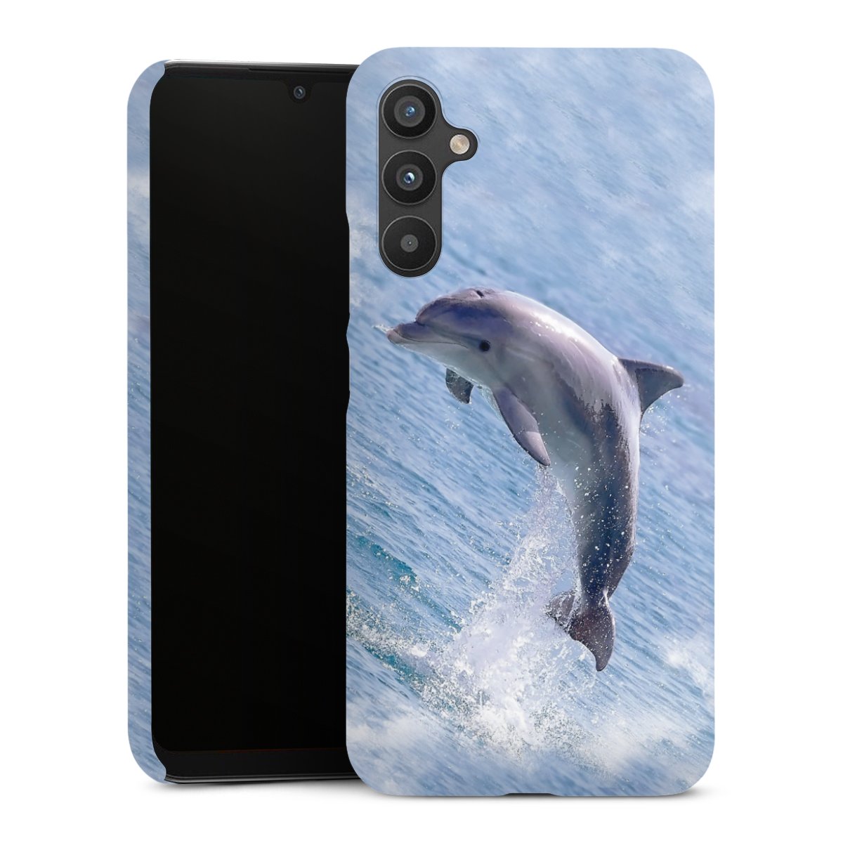 Galaxy A34 5G Handy Premium Case Smartphone Handyhülle Schutzhülle glänzend Dolphin Ocean Wale Premium Case