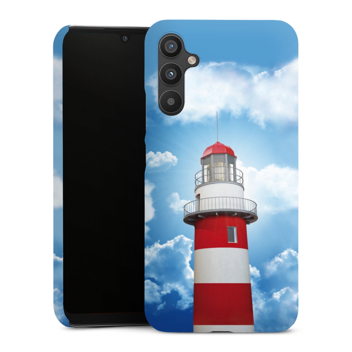 Galaxy A34 5G Handy Premium Case Smartphone Handyhülle Schutzhülle glänzend Lighthouse Sky Cloud Premium Case