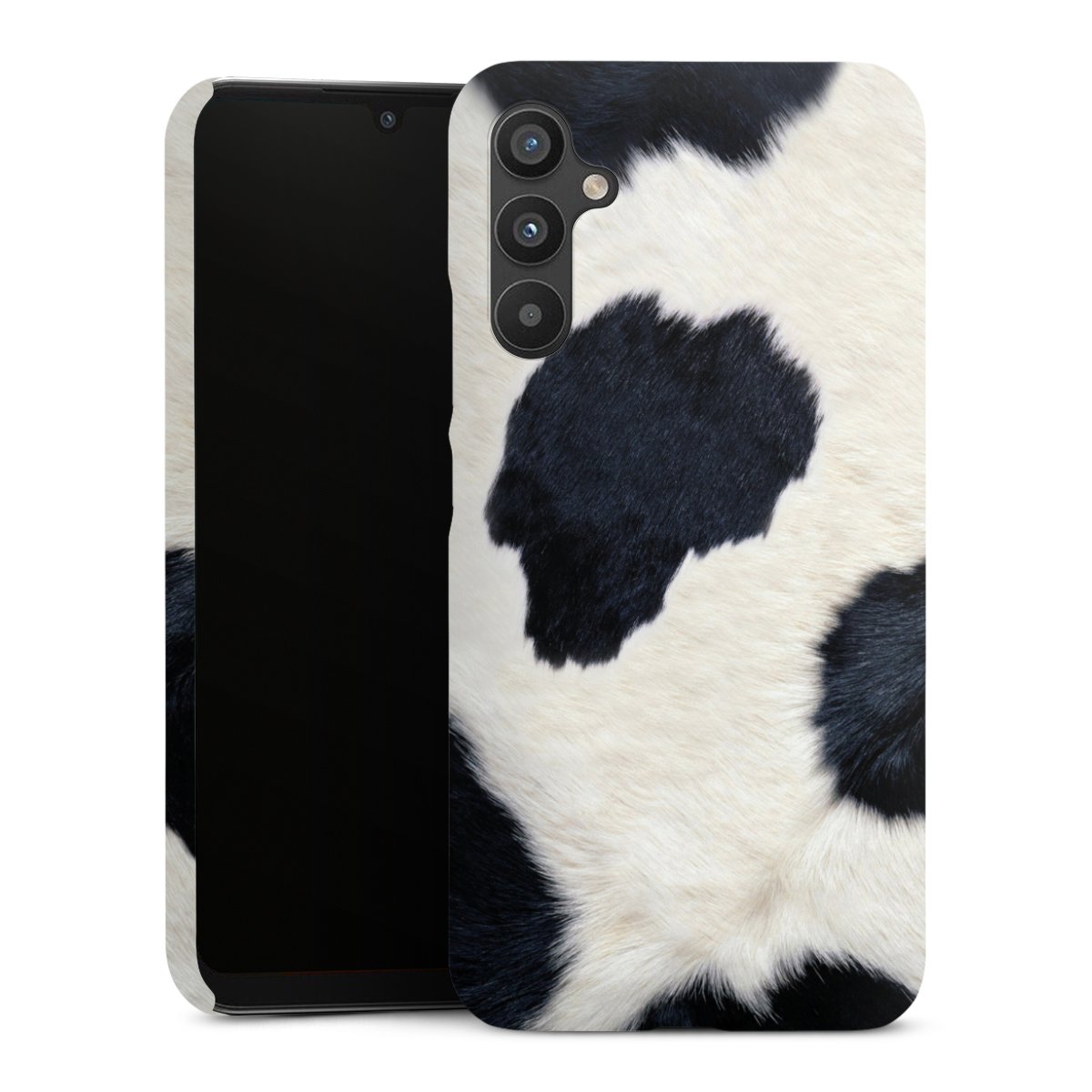 Galaxy A34 5G Handy Premium Case Smartphone Handyhülle Schutzhülle glänzend Animal Look Animal Print Cow Skin Premium Case