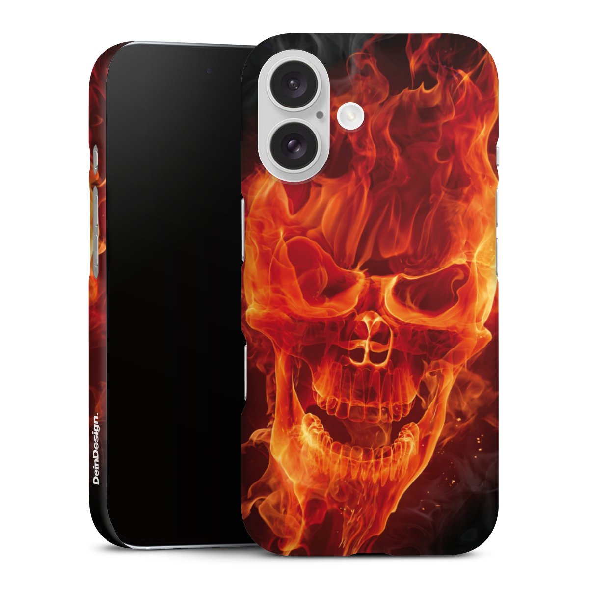 iPhone 16 Handy Premium Case Smartphone Handyhülle Schutzhülle matt Totenkopf Skull Fire Premium Case