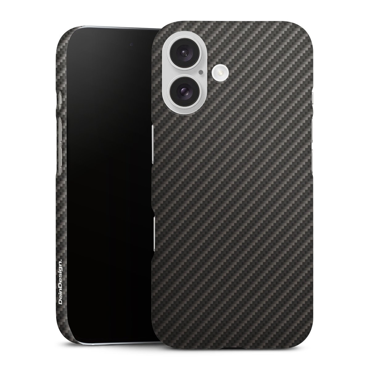 iPhone 16 Handy Premium Case Smartphone Handyhülle Schutzhülle matt Metallic Look Carbon Muster Premium Case