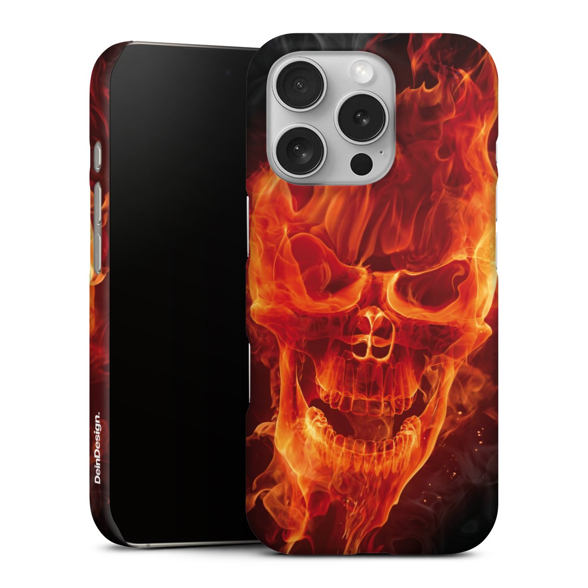 iPhone 16 Pro Handy Premium Case Smartphone Handyhülle Schutzhülle matt Totenkopf Skull Fire Premium Case