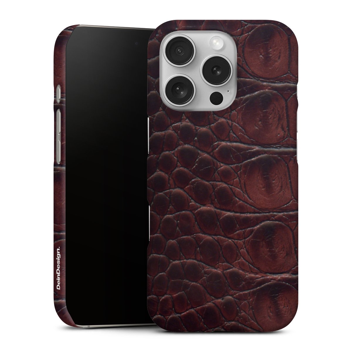 iPhone 16 Pro Handy Premium Case Smartphone Handyhülle Schutzhülle matt Crocodile Animal Print Leather Premium Case