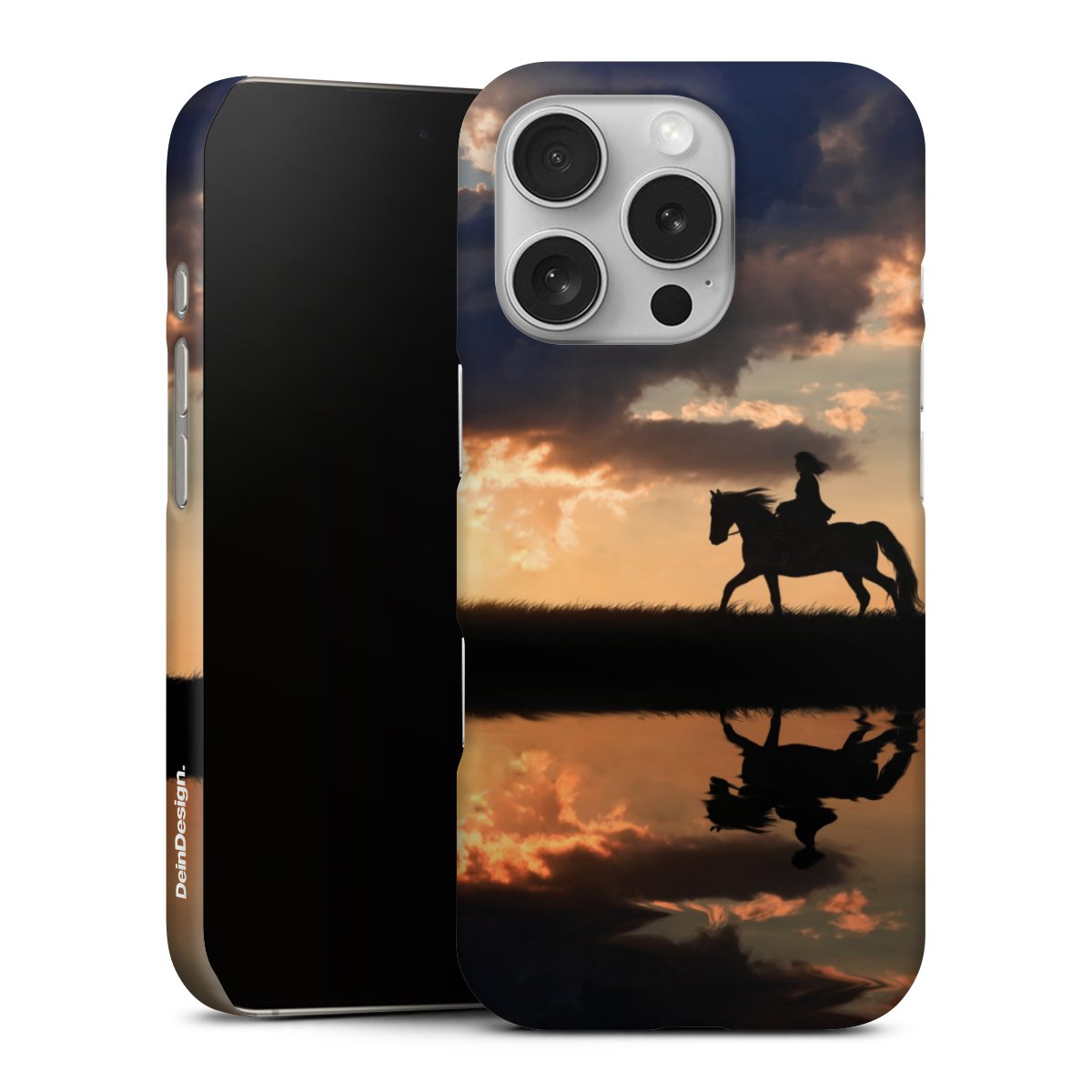 iPhone 16 Pro Handy Premium Case Smartphone Handyhülle Schutzhülle matt Horse Sunset Horseback Riding Premium Case