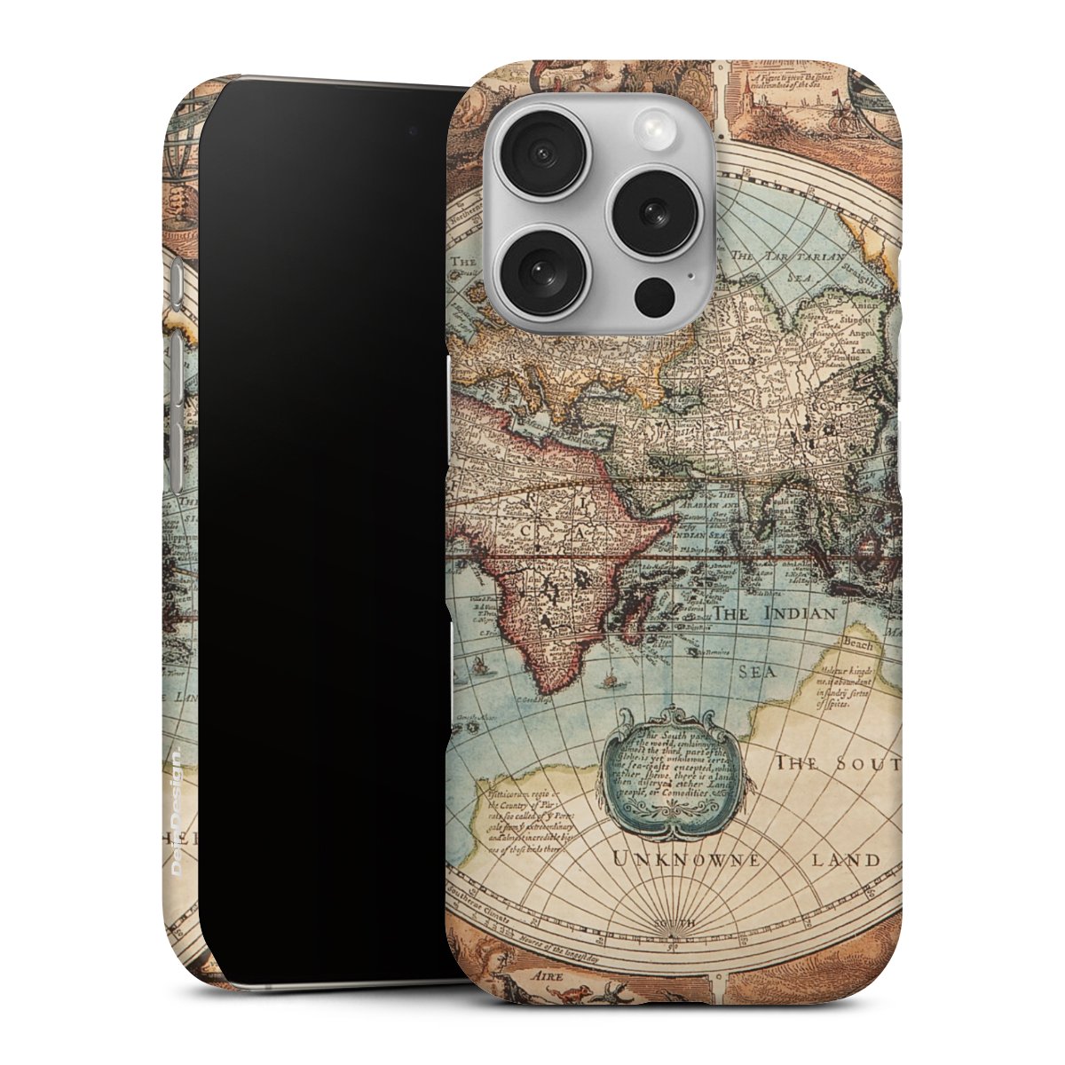 iPhone 16 Pro Handy Premium Case Smartphone Handyhülle Schutzhülle matt World Map Vintage Map Premium Case