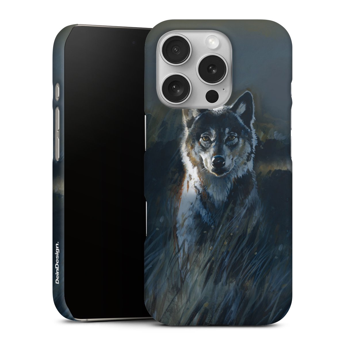 iPhone 16 Pro Handy Premium Case Smartphone Handyhülle Schutzhülle matt Nature Wolf Painting Premium Case