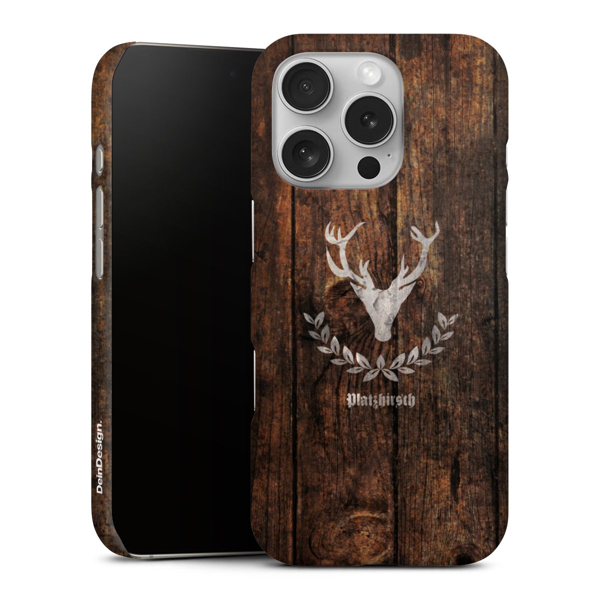 iPhone 16 Pro Handy Premium Case Smartphone Handyhülle Schutzhülle matt Deer Wood Wooden Look Premium Case