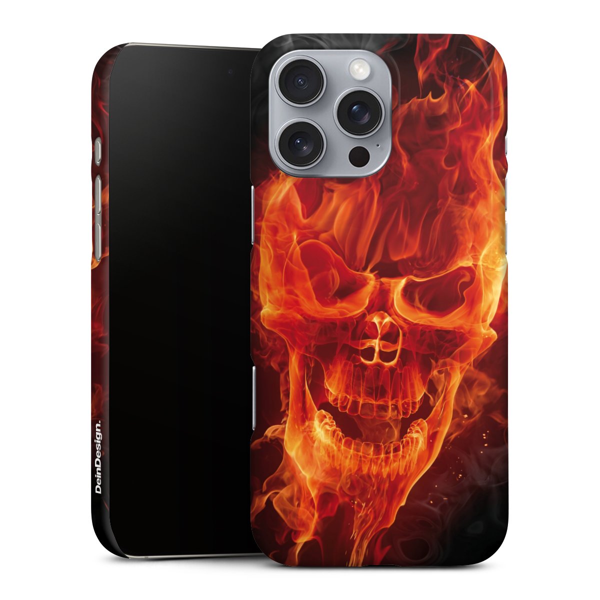 iPhone 16 Pro Max Handy Premium Case Smartphone Handyhülle Schutzhülle matt Totenkopf Skull Fire Premium Case