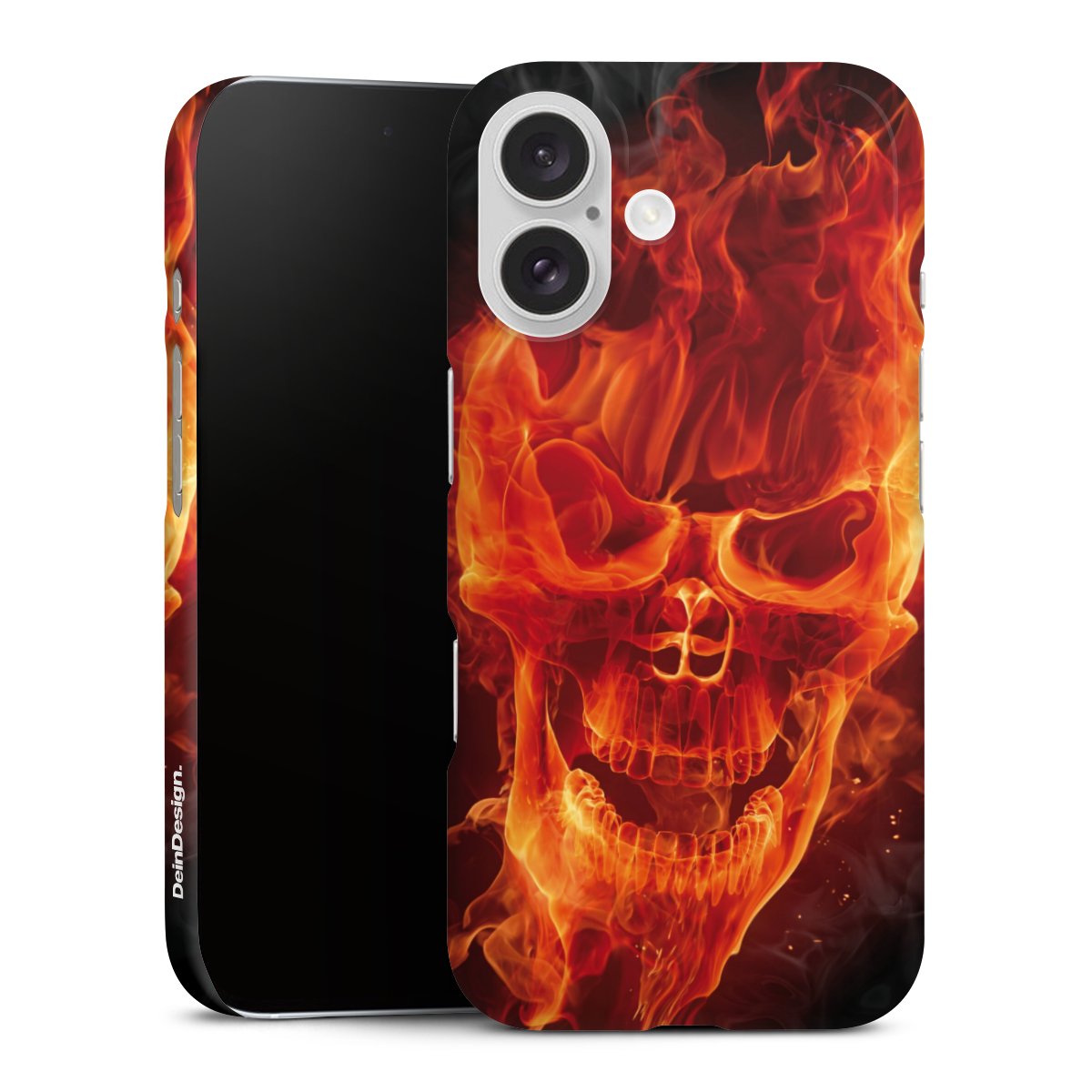 iPhone 16 Handy Premium Case Smartphone Handyhülle Schutzhülle glänzend Totenkopf Skull Fire Premium Case