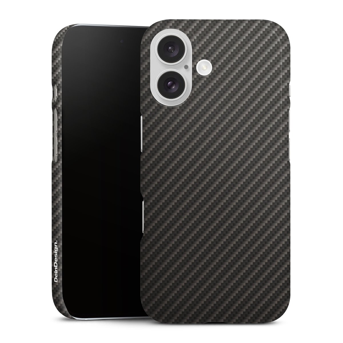 iPhone 16 Handy Premium Case Smartphone Handyhülle Schutzhülle glänzend Metallic Look Carbon Muster Premium Case