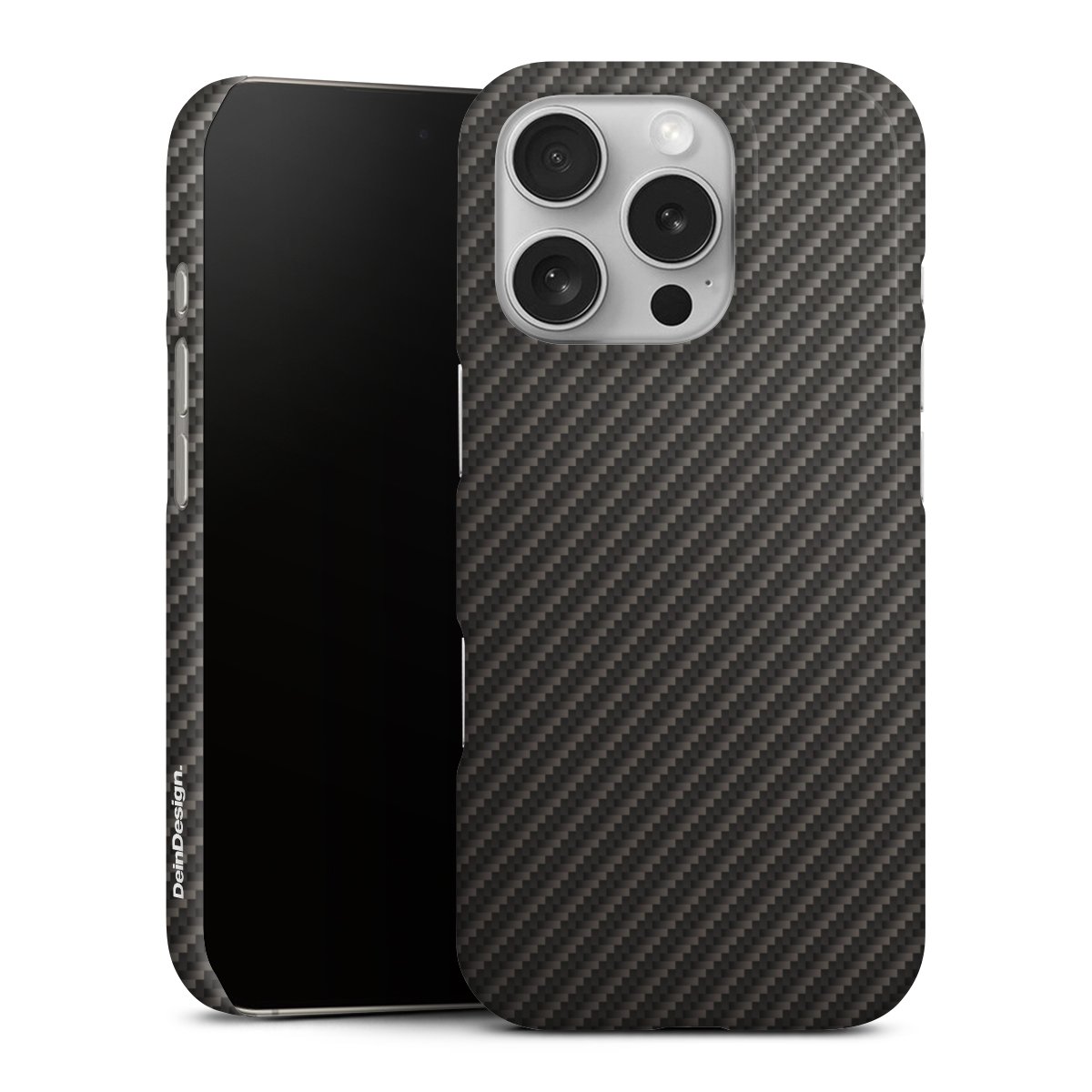 iPhone 16 Pro Handy Premium Case Smartphone Handyhülle Schutzhülle glänzend Metallic Look Carbon Muster Premium Case