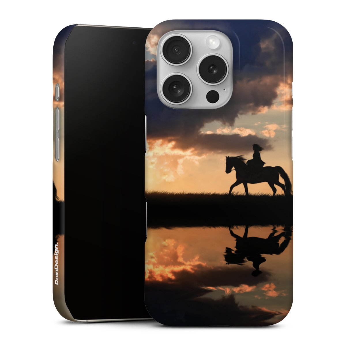 iPhone 16 Pro Handy Premium Case Smartphone Handyhülle Schutzhülle glänzend Horse Sunset Horseback Riding Premium Case