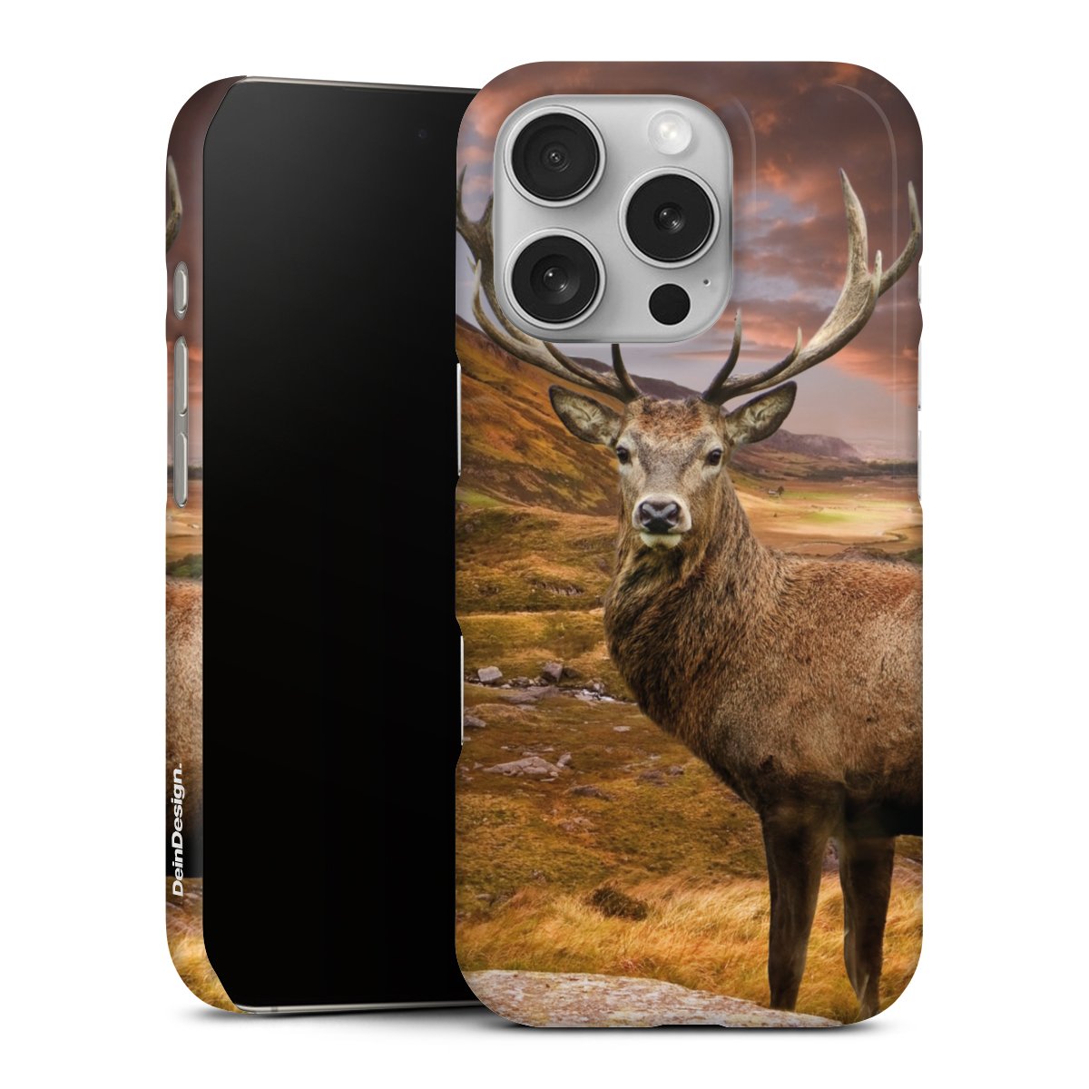 iPhone 16 Pro Handy Premium Case Smartphone Handyhülle Schutzhülle glänzend Meadow Mountain Deer Premium Case