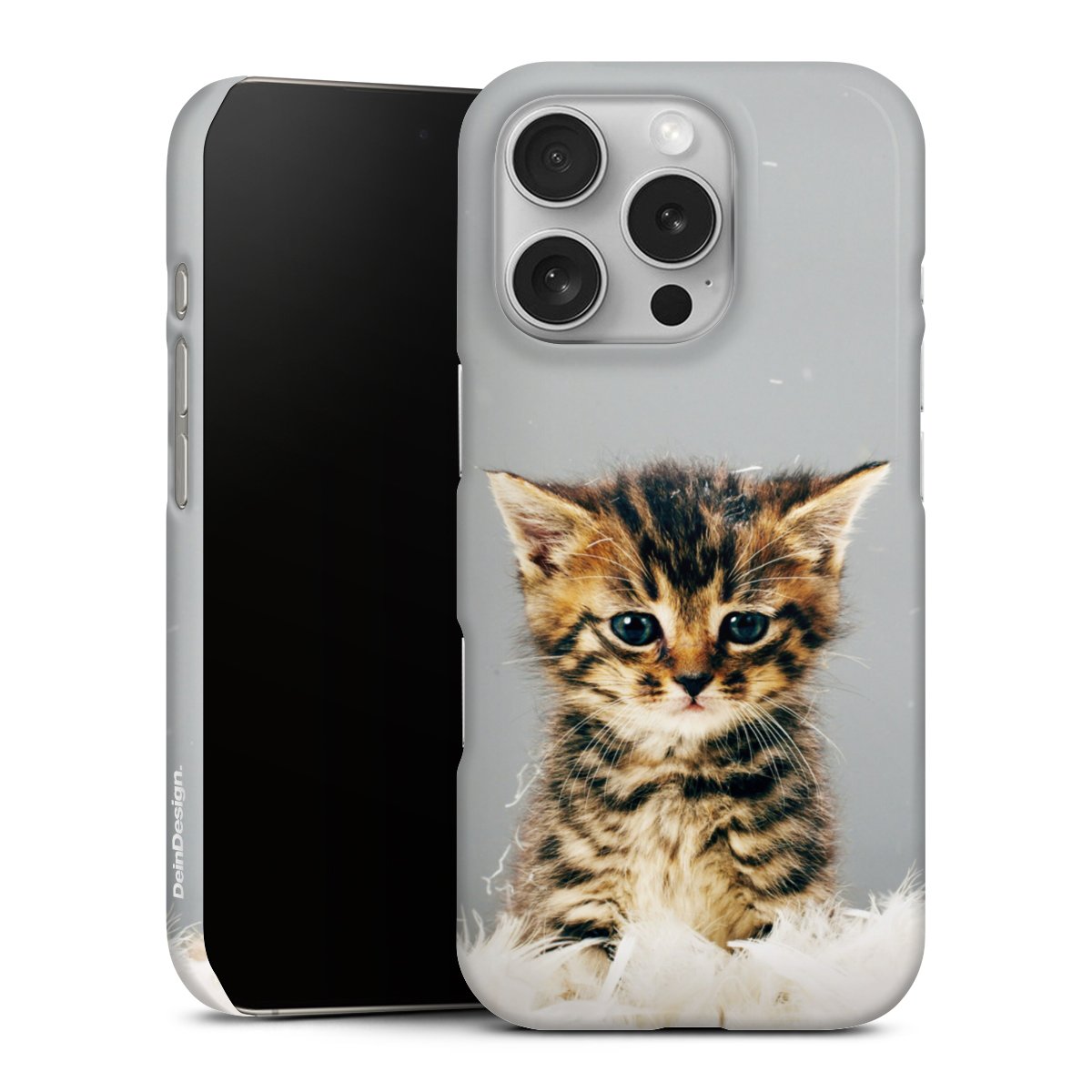 iPhone 16 Pro Handy Premium Case Smartphone Handyhülle Schutzhülle glänzend Cat Feather Pet Premium Case