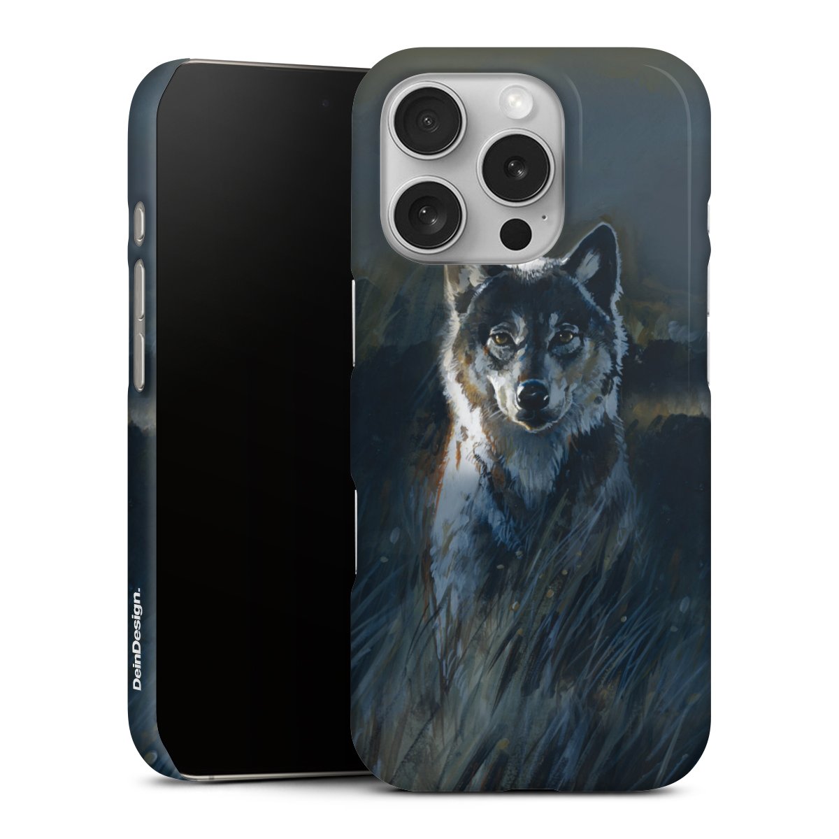 iPhone 16 Pro Handy Premium Case Smartphone Handyhülle Schutzhülle glänzend Nature Wolf Painting Premium Case