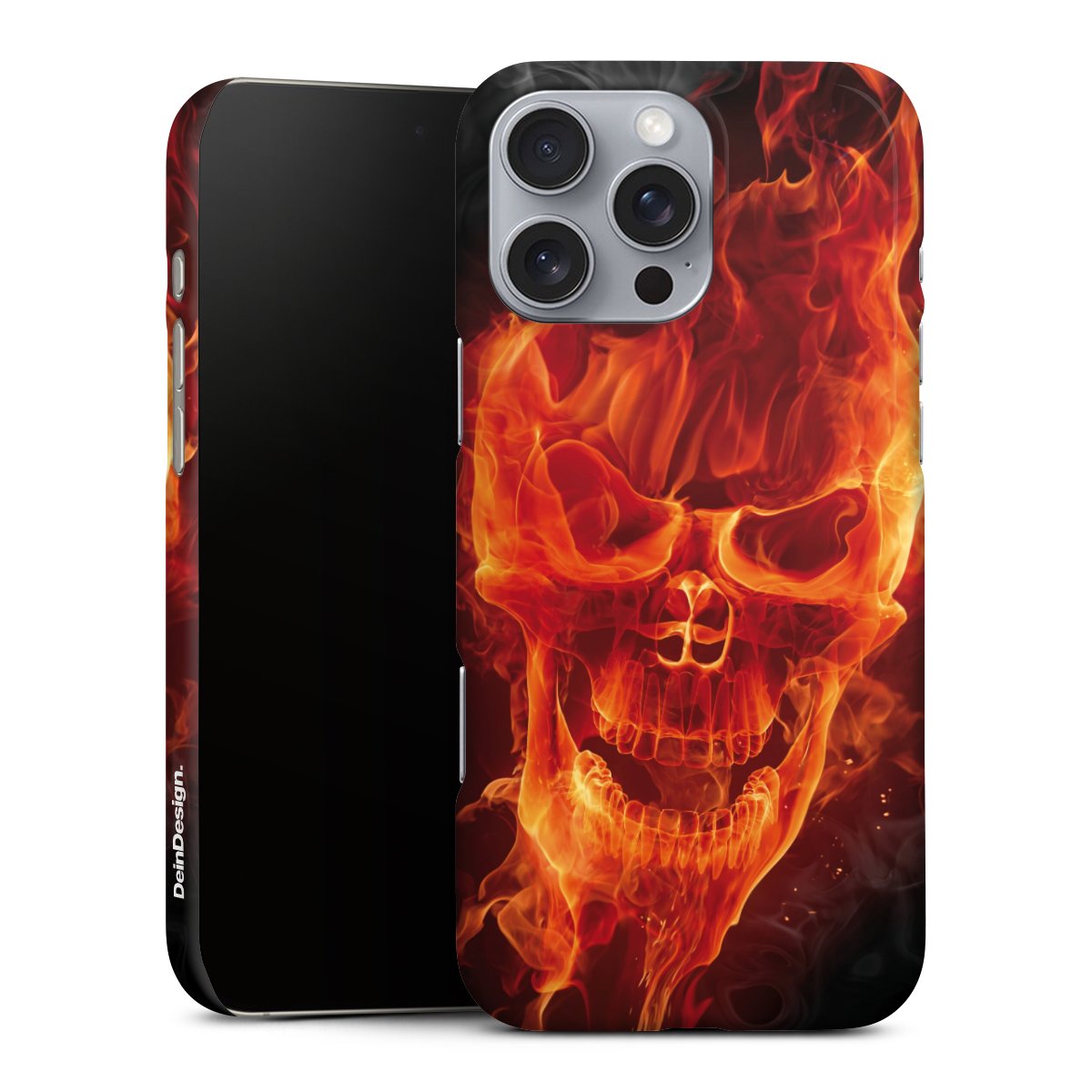 iPhone 16 Pro Max Handy Premium Case Smartphone Handyhülle Schutzhülle glänzend Totenkopf Skull Fire Premium Case