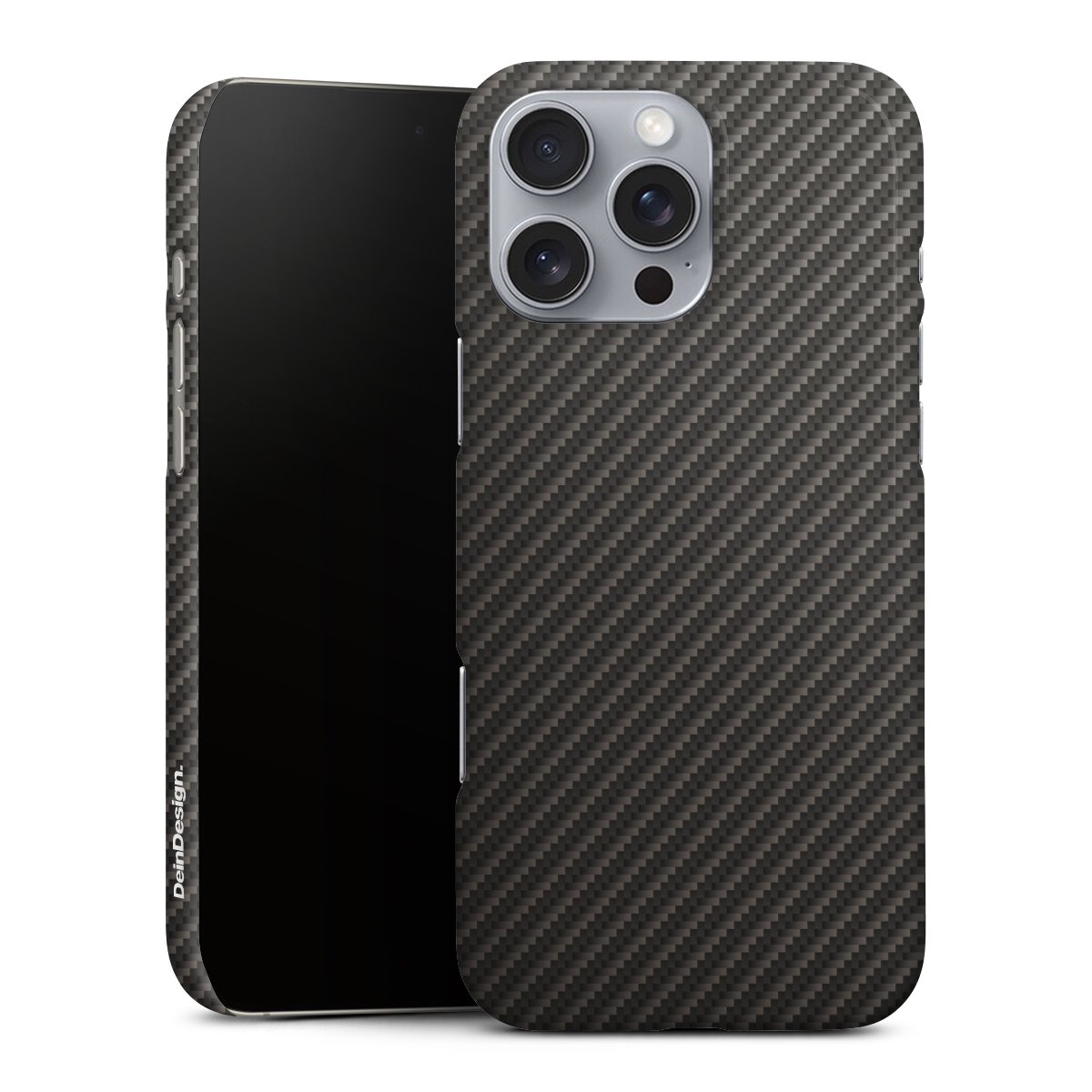 iPhone 16 Pro Max Handy Premium Case Smartphone Handyhülle Schutzhülle glänzend Metallic Look Carbon Muster Premium Case