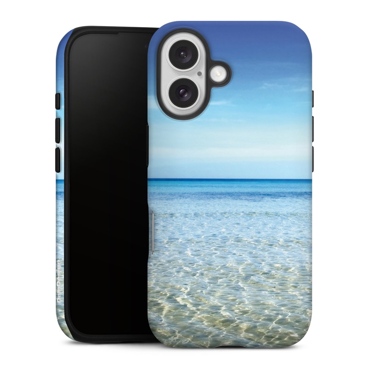 iPhone 16 Handy Panzer Handyhülle robuste Outdoor Hülle Schutzhülle matt Urlaub Sky Ocean Tough Case