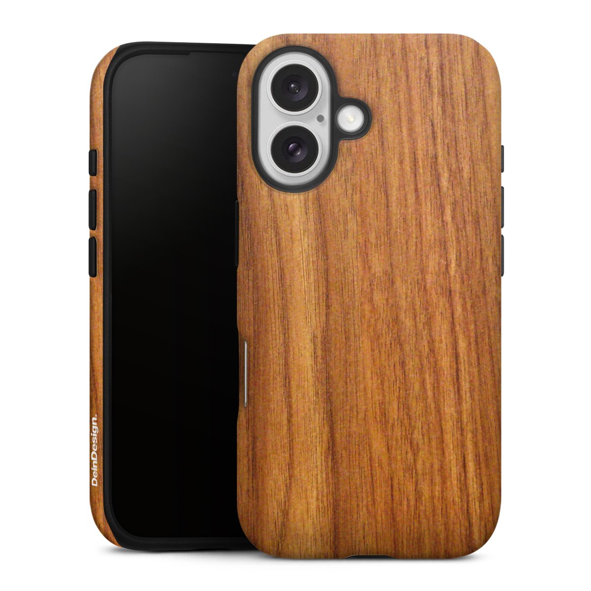 iPhone 16 Handy Panzer Handyhülle robuste Outdoor Hülle Schutzhülle matt Wood Larch Wooden Look Tough Case